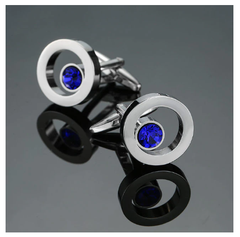 Round Hollow Dot Crystal Cufflink