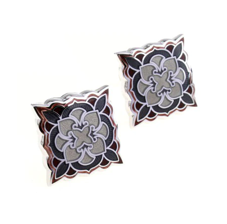 Square Flower Enamel Cufflink