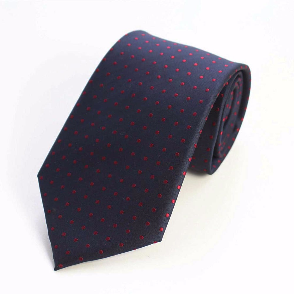 Navy Blue Rose Dots Tie Handkerchief Cufflink Set