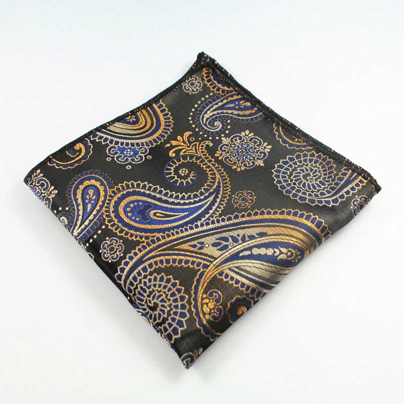 Brown Orange Paisley Gravata Tie Handkerchief Cufflink Set