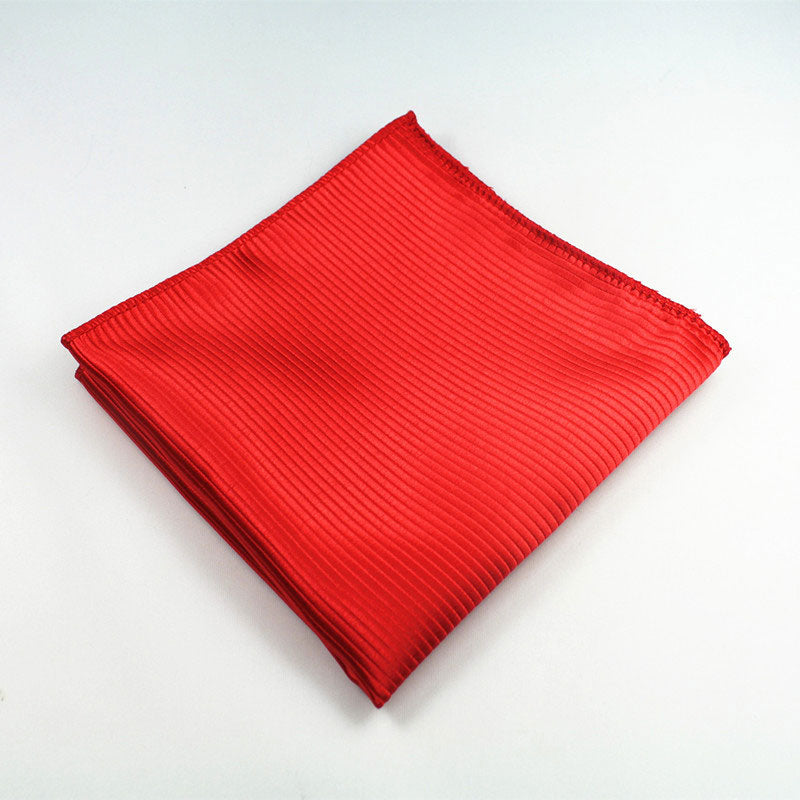 Solid Red Stripes Tie Handkerchief Cufflink Set