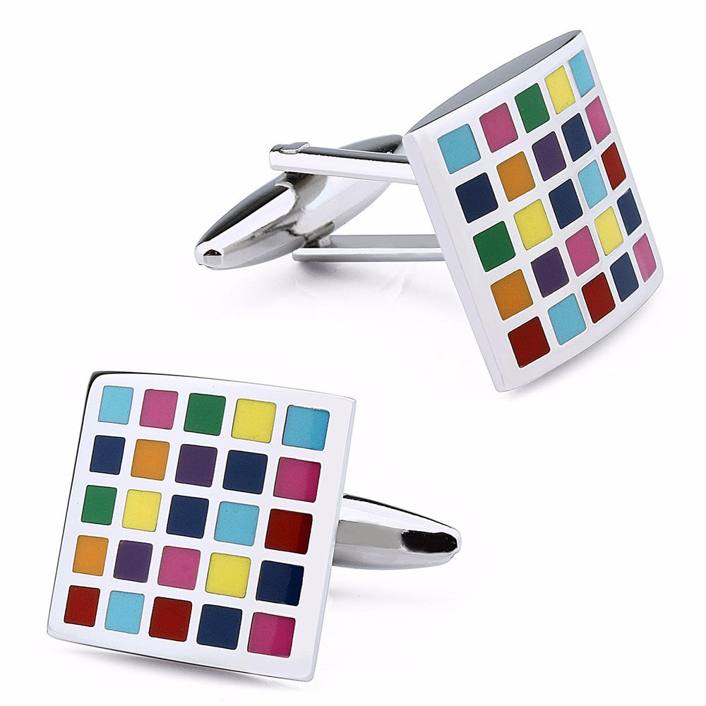 Multi Color Square Enamel Cufflinks