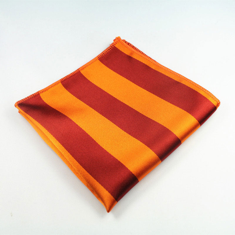 Orange Stripes Tie Handkerchief Cufflink Set