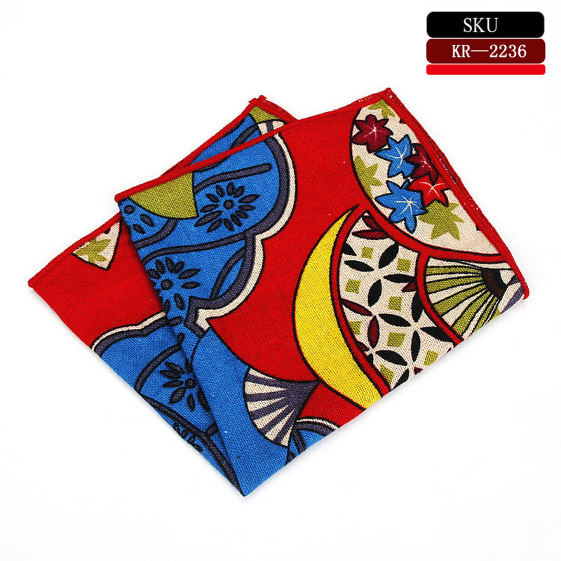 Floral Flower Print Linen Cotton Pocket Square