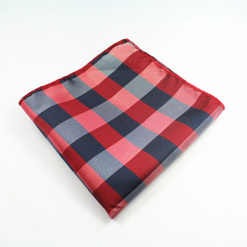 Black Red Plaids Gravata Tie Handkerchief Cufflink Set