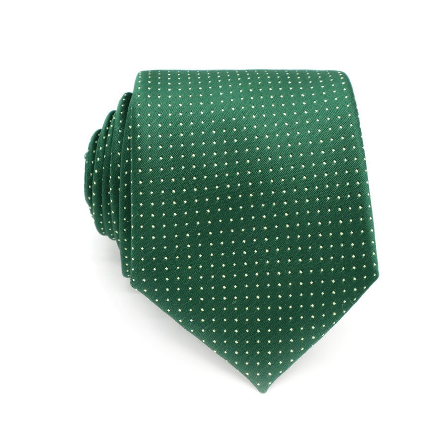 Dark Green Dots Tie Handkerchief Cufflink Set