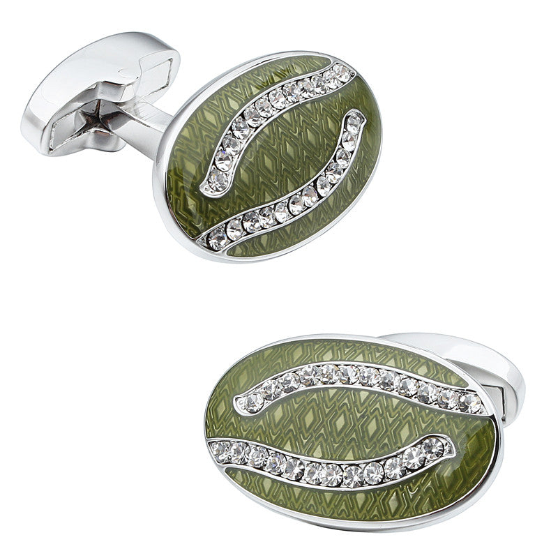 Green Oval Luxury Crystal Cufflinks