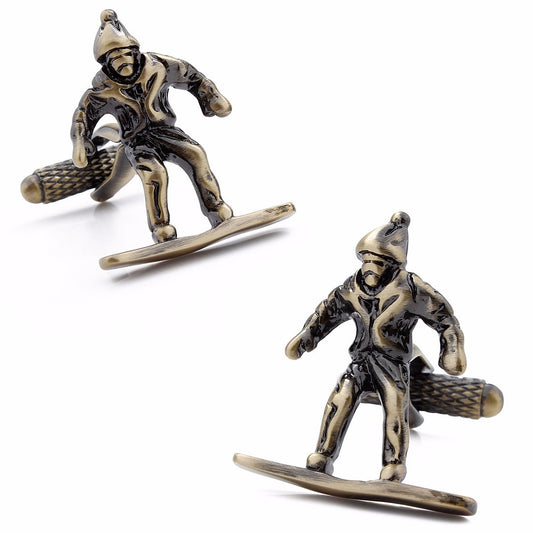 Bronze Skiing Cufflinks