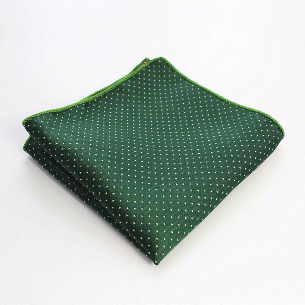 Dark Green Dots Tie Handkerchief Cufflink Set
