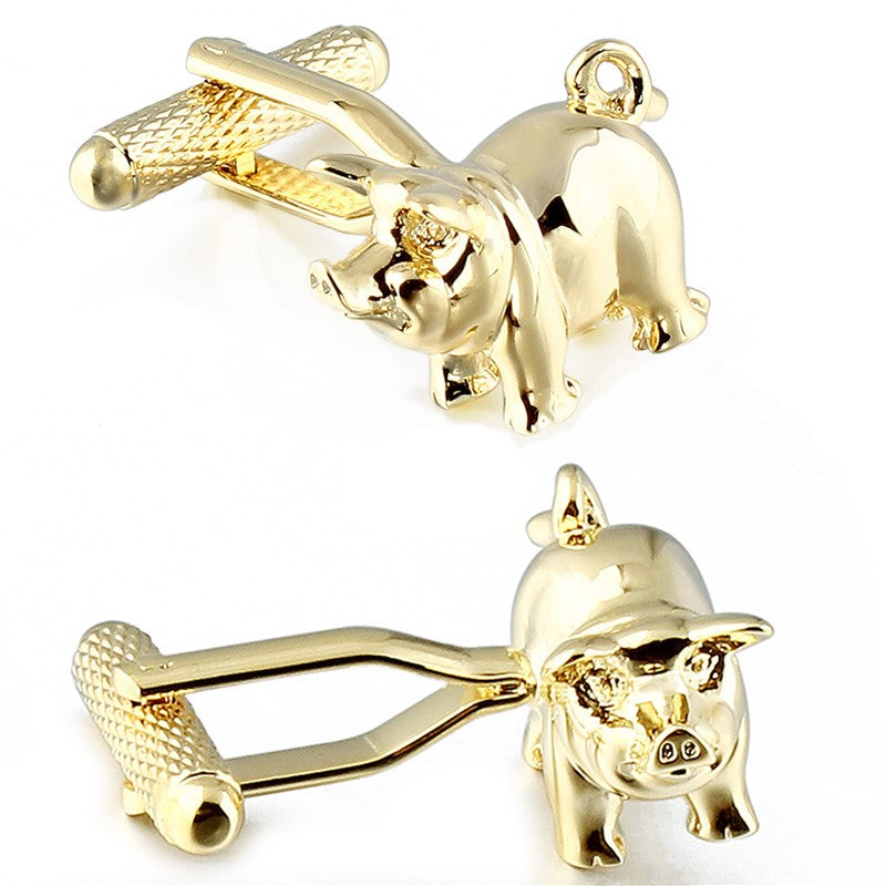 Pig Design Golden Cufflinks