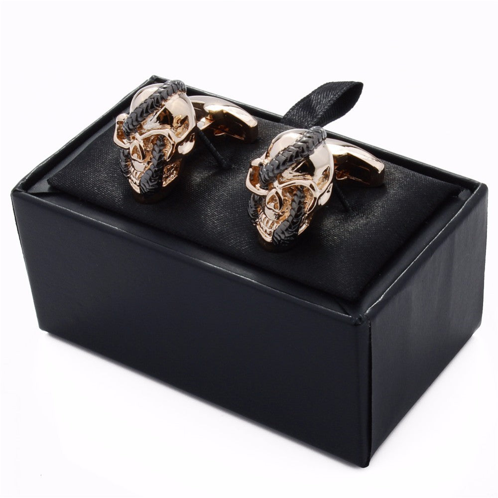 Creepy Snake Rose Gold Skull Cufflinks