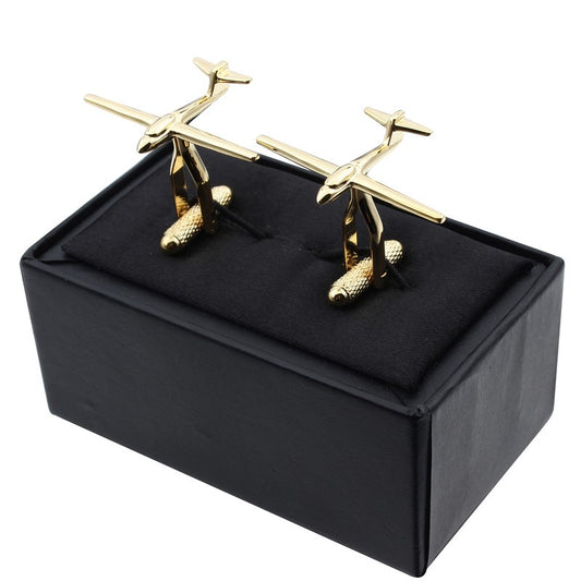 Gold Airplane Cufflinks