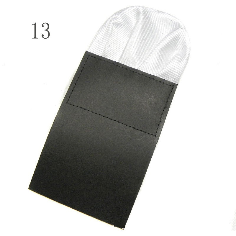 Polyester Silk Pre-folded Solid Silver Dots Handkerchief