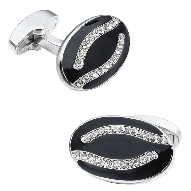 Black Oval Luxury Crystal Cufflinks