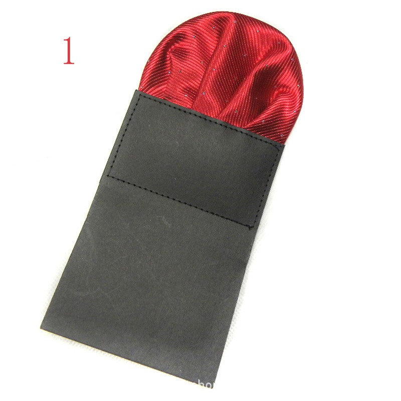 Polyester Silk Pre-folded Solid Silver Dots Handkerchief