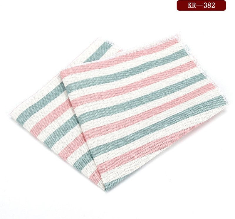 Men's Linen Cotton Striped Pocket Square