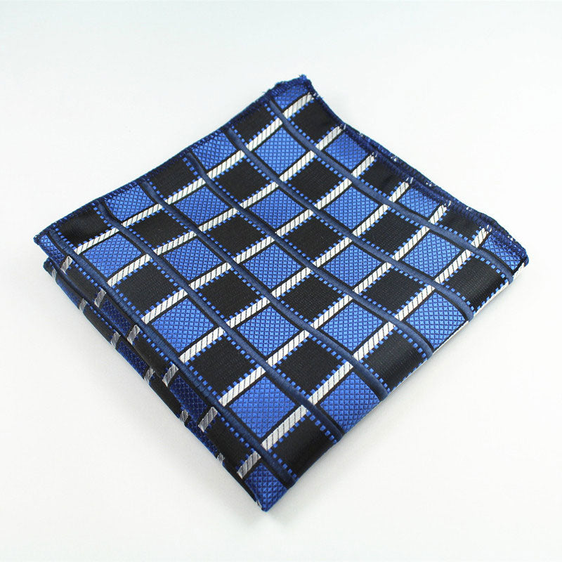 Blue Black Stripes Tie Handkerchief Cufflink Set