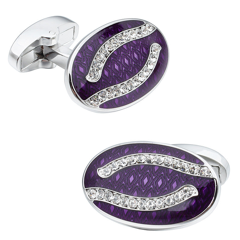 Purple Oval Luxury Crystal Cufflinks