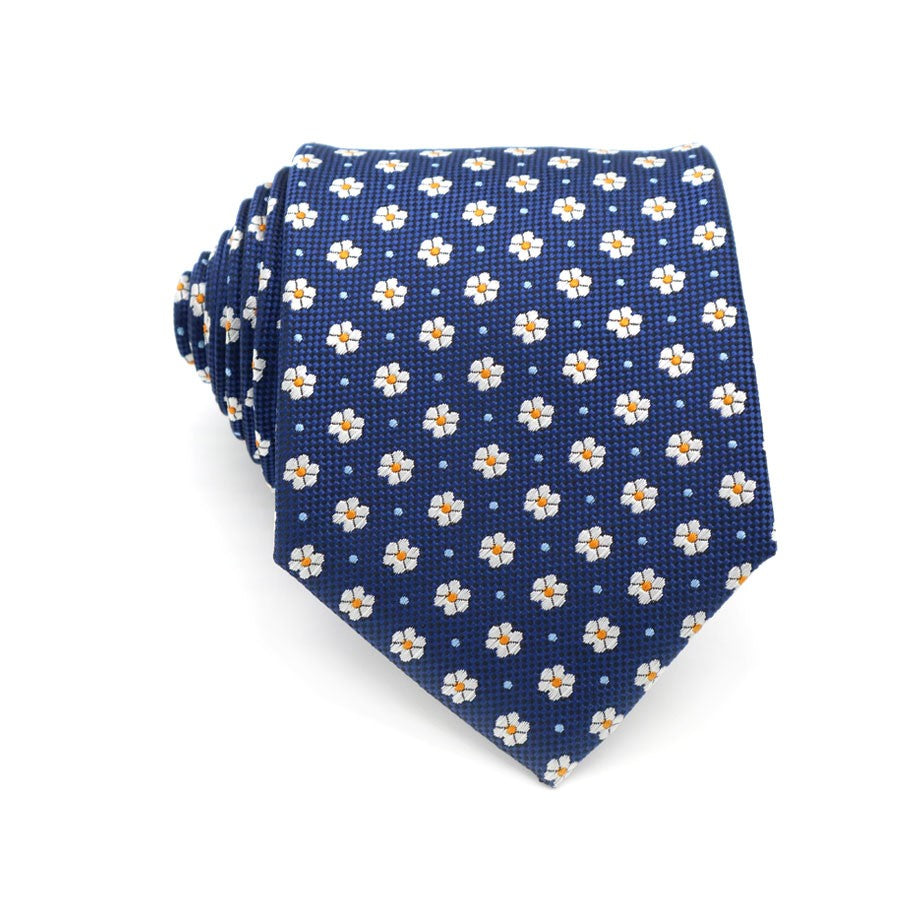 Navy Blue Beige Dot Tie Handkerchief Cufflink Set