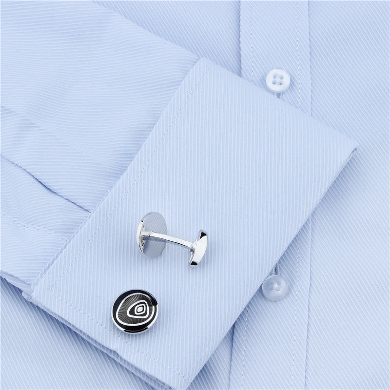 Black Round Shape Enamel Cufflinks