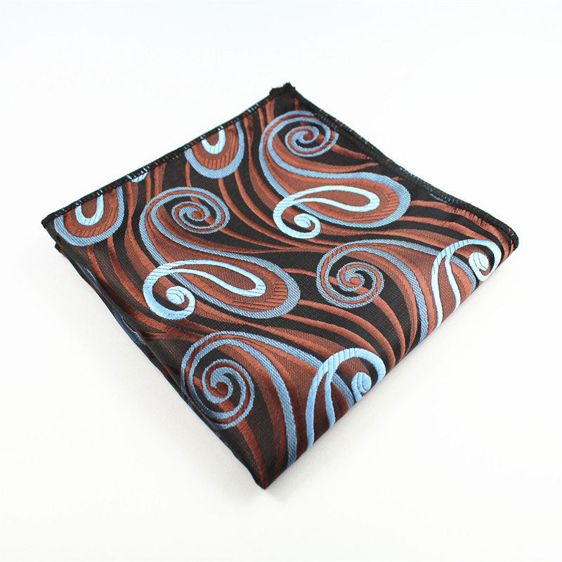 Brown Blue Paisley Gravata Tie Handkerchief Cufflink Set