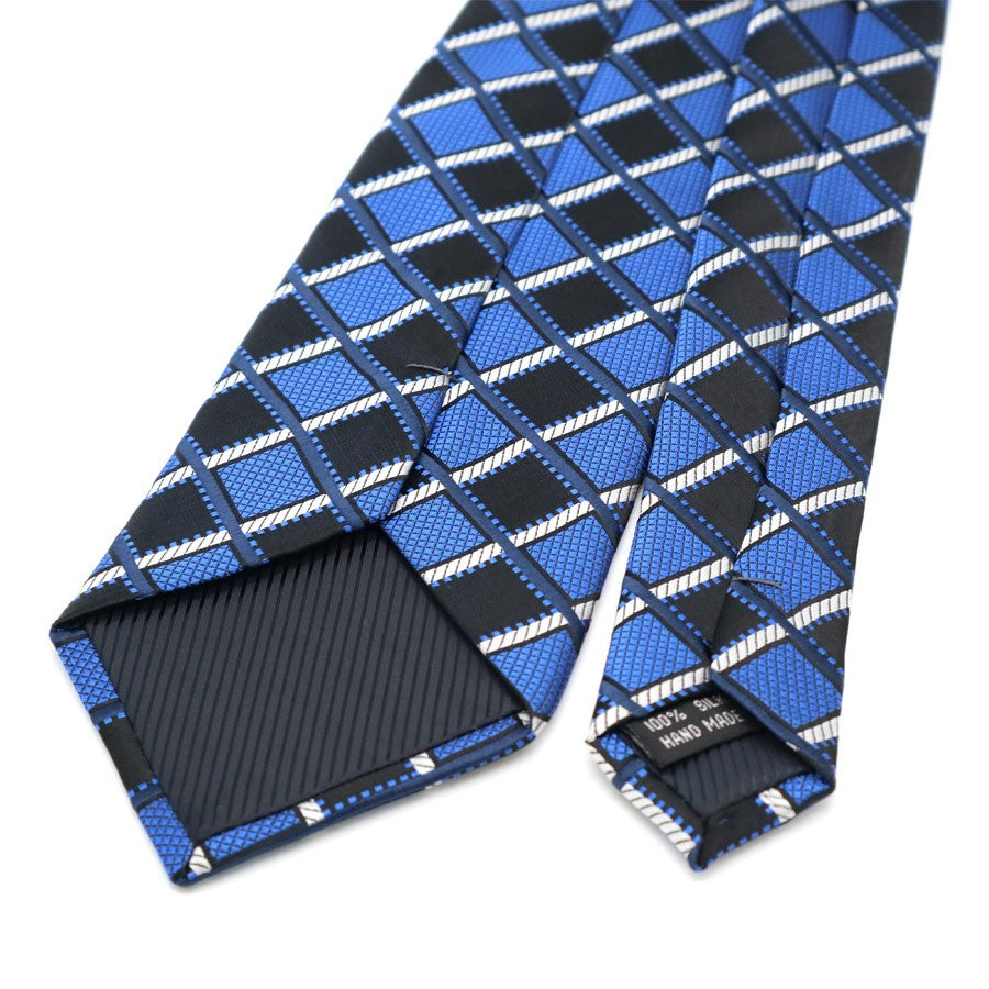Blue Black Stripes Tie Handkerchief Cufflink Set
