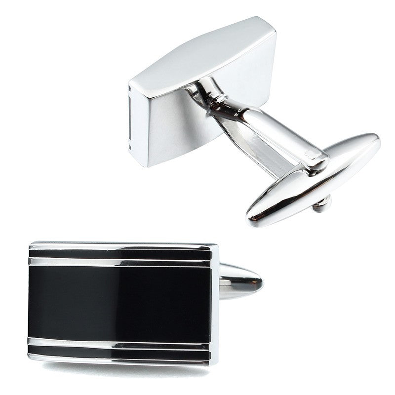 Rectangular Black Enamel Cufflinks