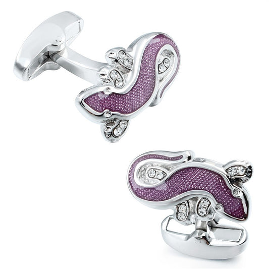 Purple Clear Crystal Lizard Cufflinks