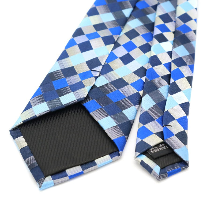 Blues Plaids Gravata Tie Handkerchief Cufflink Set