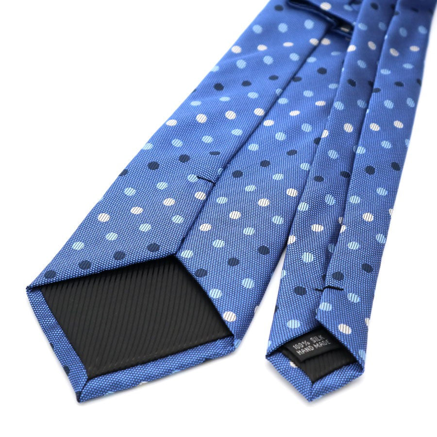 Blue Black Gray Dots Tie Handkerchief Cufflink Set