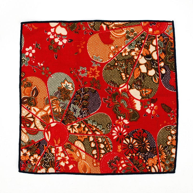 Floral Flower Print Linen Cotton Pocket Square