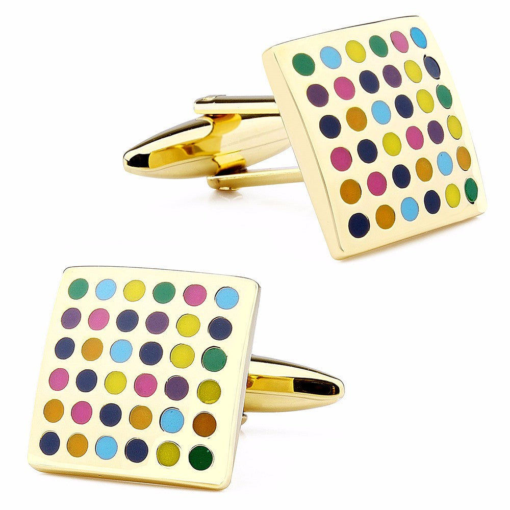 Golden Little Dot Enamel Cufflinks