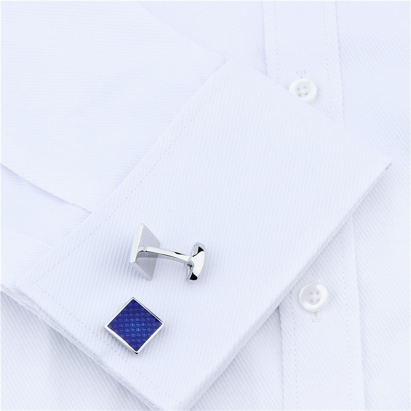 Simple Square Blue Cufflinks