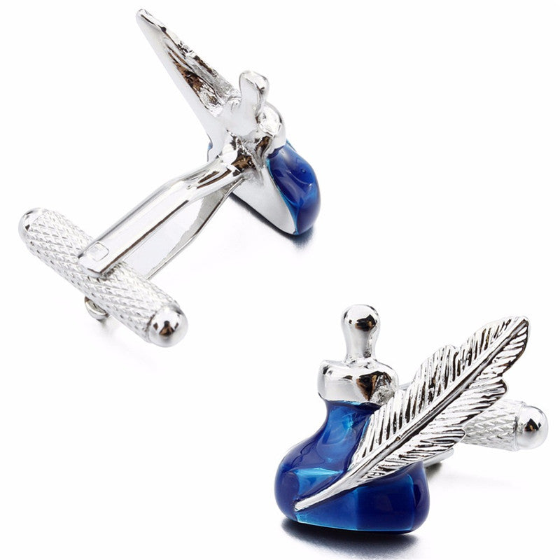 Ink Bottle And Quill Cufflinks