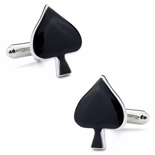 Spade Design Black Enamel Cufflinks