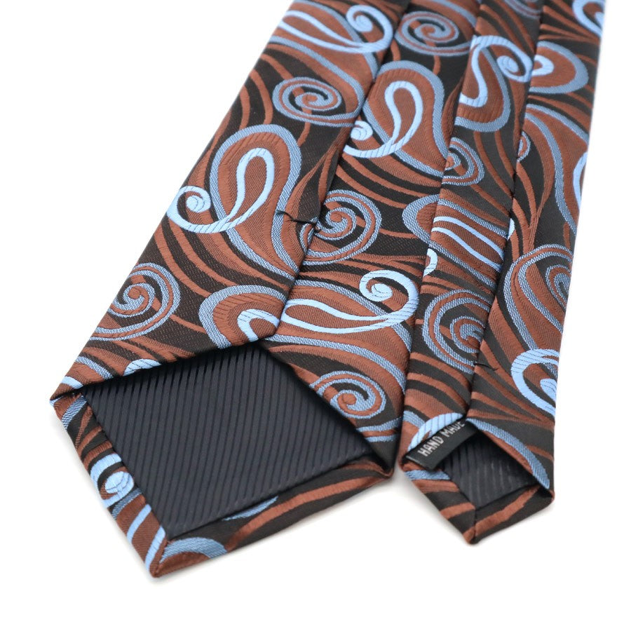 Brown Blue Paisley Gravata Tie Handkerchief Cufflink Set