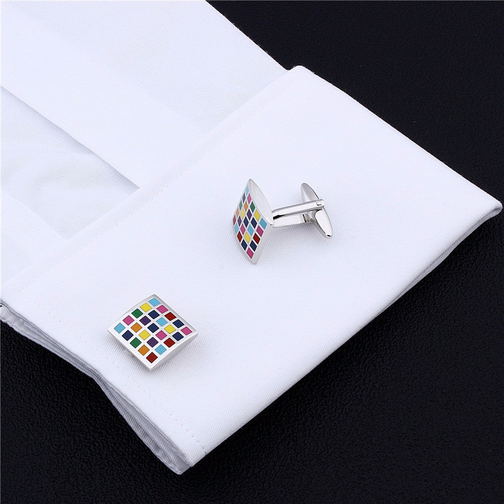 Multi Color Square Enamel Cufflinks