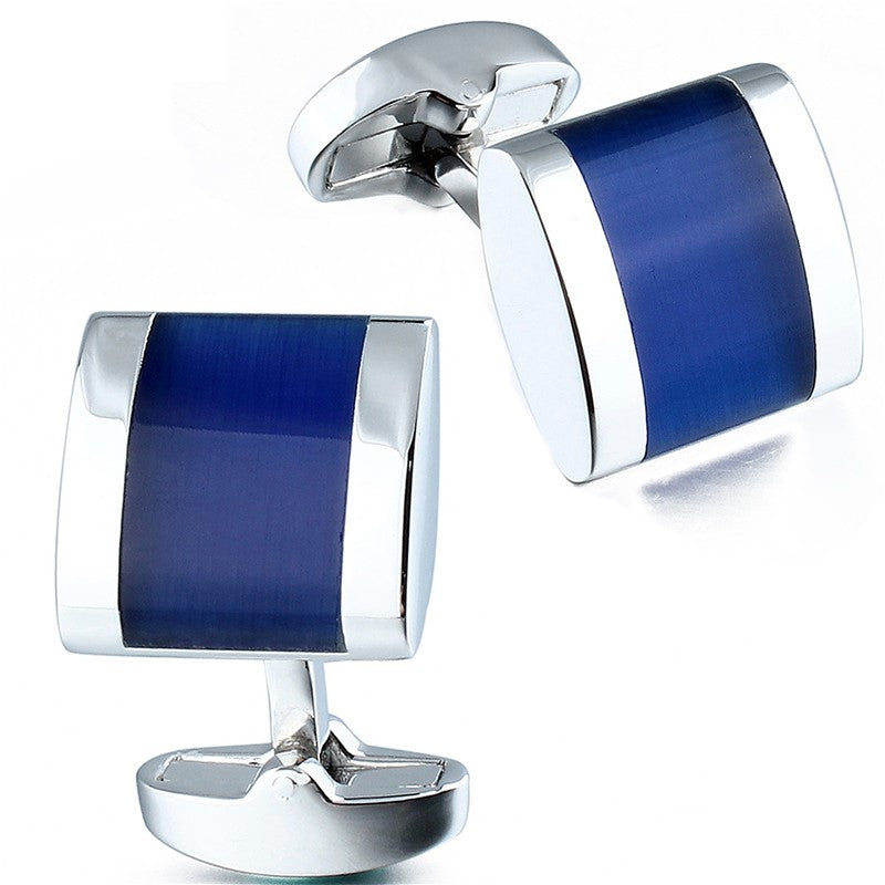 Blue Cat Eye Stone Cufflinks