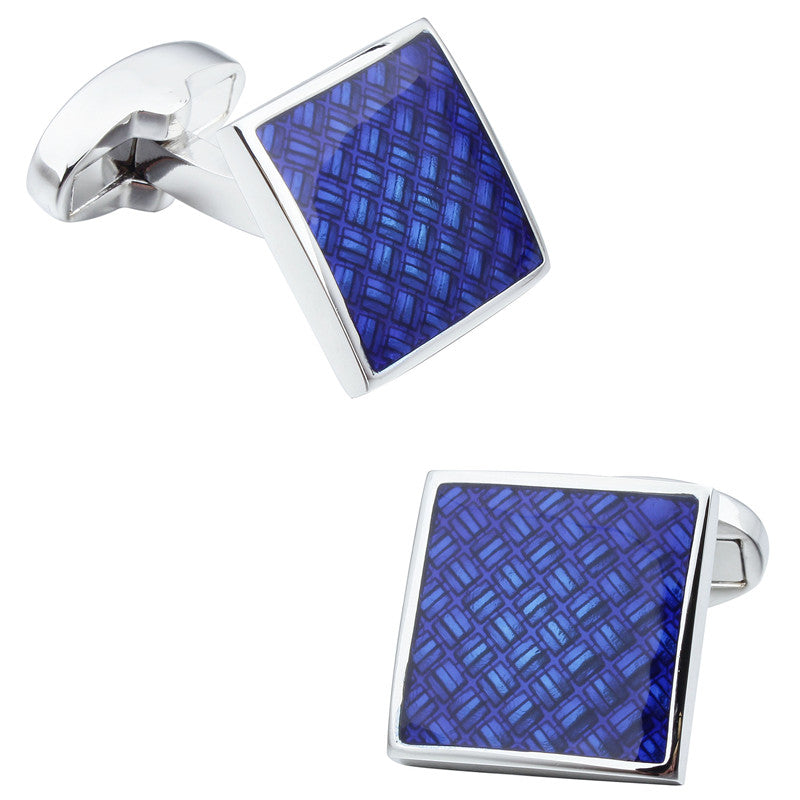 Simple Square Blue Cufflinks