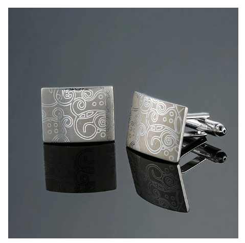 Rectangle Engraved Metal Cufflink