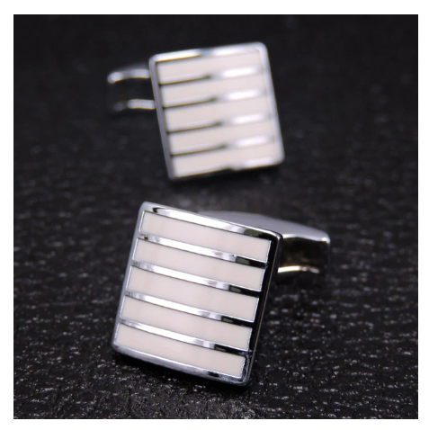 Striped Square Metal Cufflink