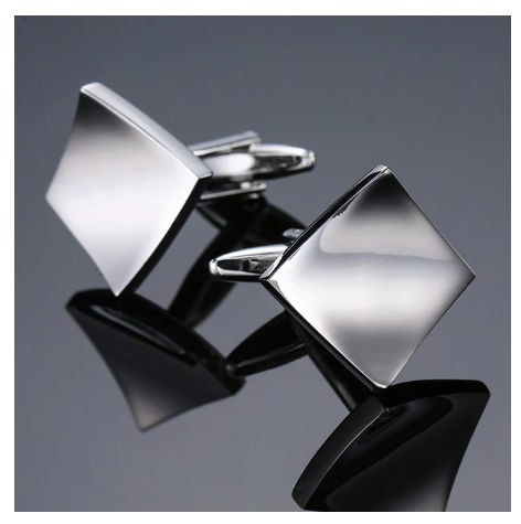 Curved Square Metal Cufflink