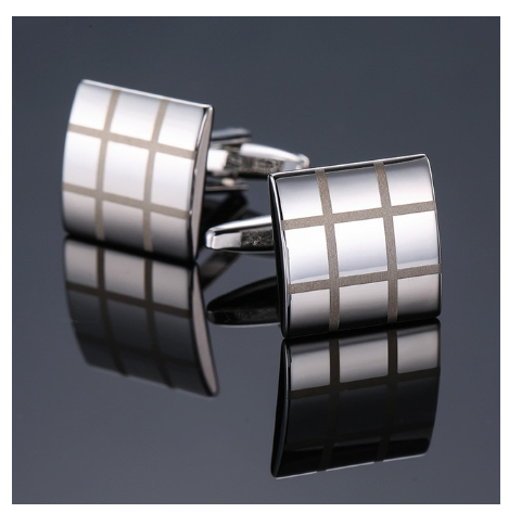 Grid Square Metal Cufflink