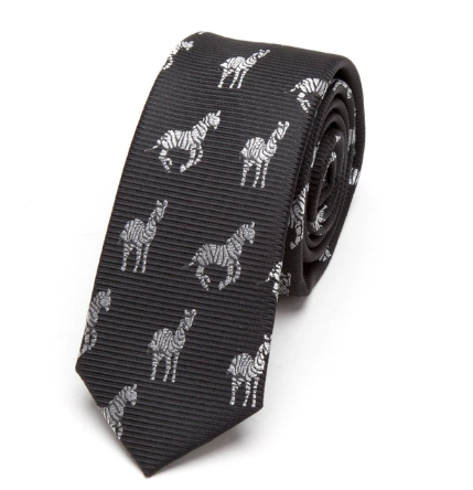 Silk Zebra Printed Slim Tie
