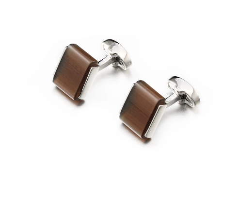 Rectangle Cat-eye Stone Cufflink