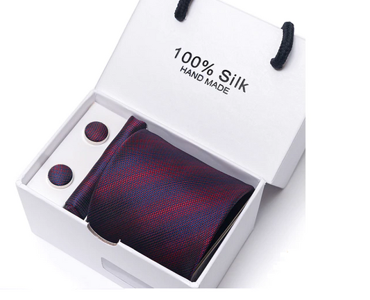 Silk Striped Pin Dot Tie Set