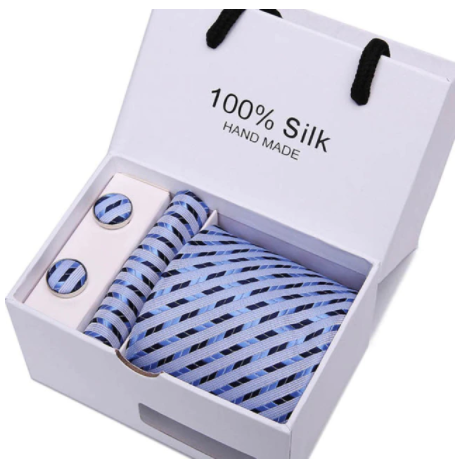 Silk Striped Herringbone Tie Set