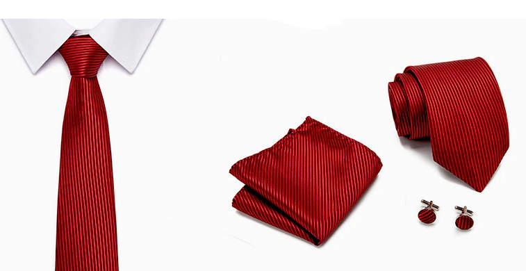 Silk Plain Striped Tie Set