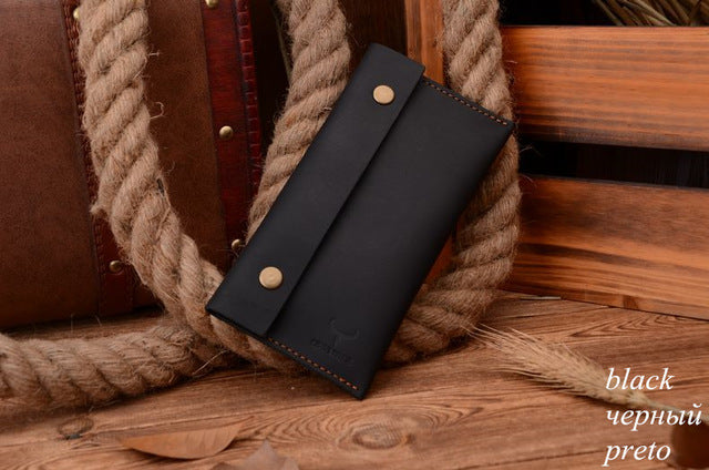 Compact Genuine Leather Long Travel Wallet