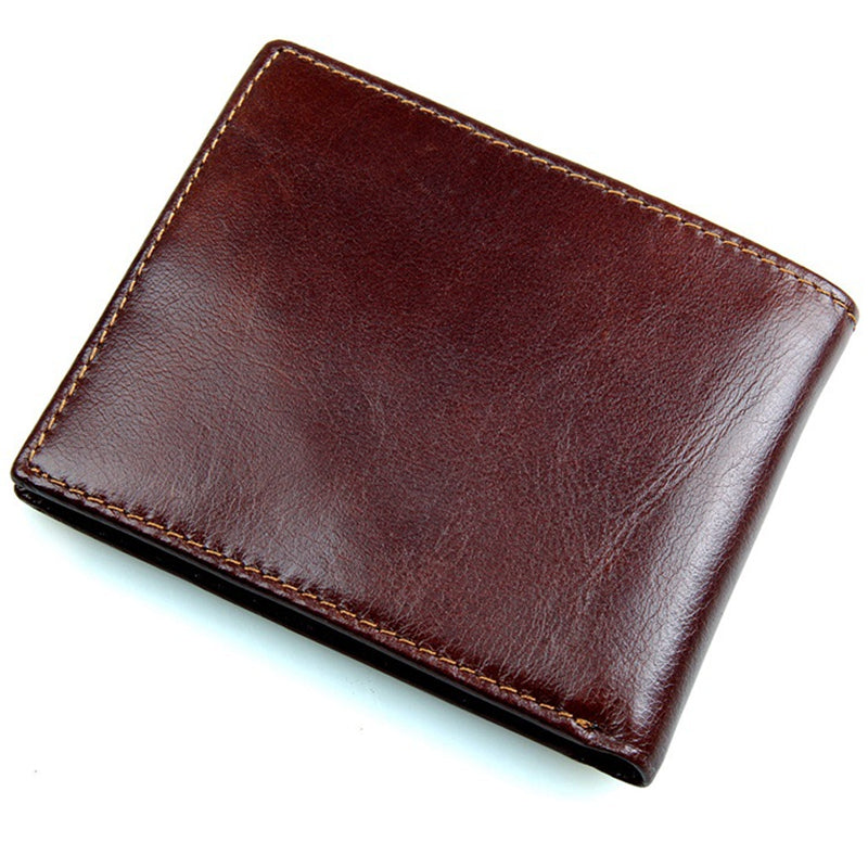 Coffee Color Men's Genuine Leather Bifold Wallet